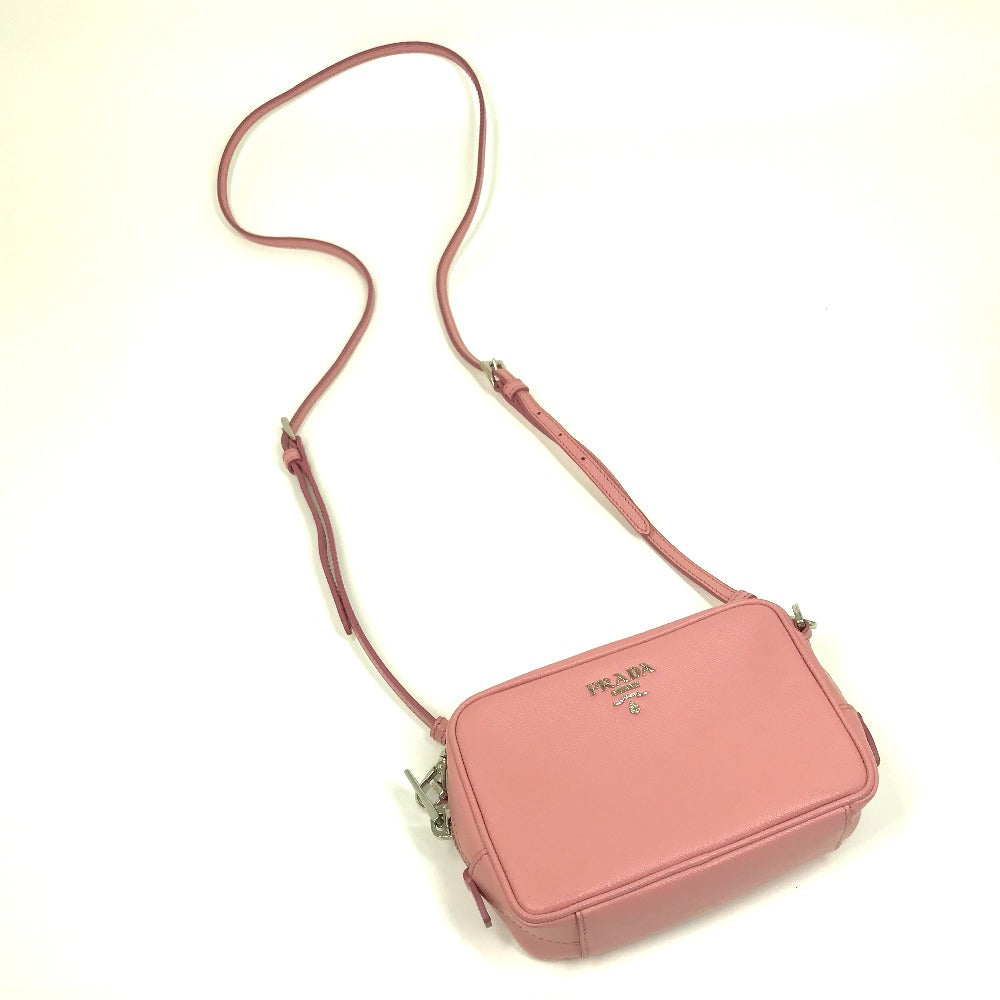 PRADA 1NF674 ロゴ ショルダーポーチ カバン セカンドバッグ ショルダーバッグ サフィアーノレザー レディース PETALO 1 ピンク