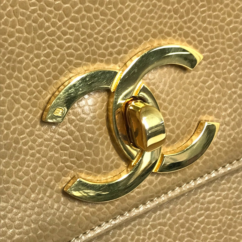 CHANEL CC ココマーク チェーン トートバッグ カバン 肩掛け ショルダーバッグ キャビアスキン レディース ベージュ
