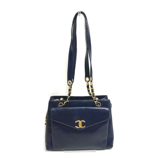 CHANEL CC ココマーク ココボール カバン チェーン トートバッグ 肩掛け ショルダーバッグ ラムスキン レディース ネイビー