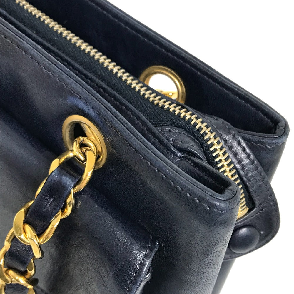CHANEL CC ココマーク ココボール カバン チェーン トートバッグ 肩掛け ショルダーバッグ ラムスキン レディース ネイビー