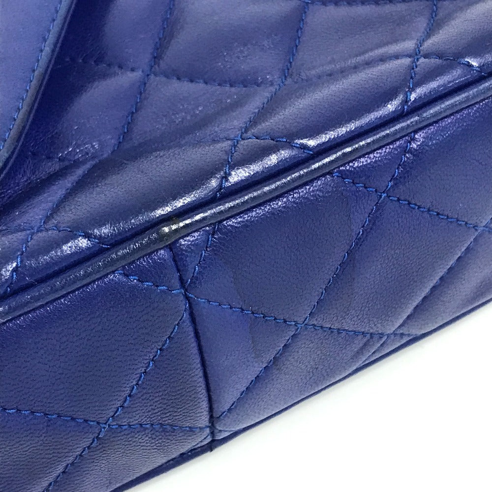 CHANEL ココマーク CC マトラッセ フリンジ カバン 肩掛け ショルダーバッグ ラムスキン レディース ブルー