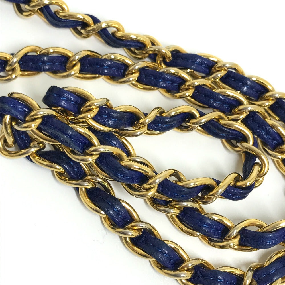 CHANEL ココマーク CC マトラッセ フリンジ カバン 肩掛け ショルダーバッグ ラムスキン レディース ブルー