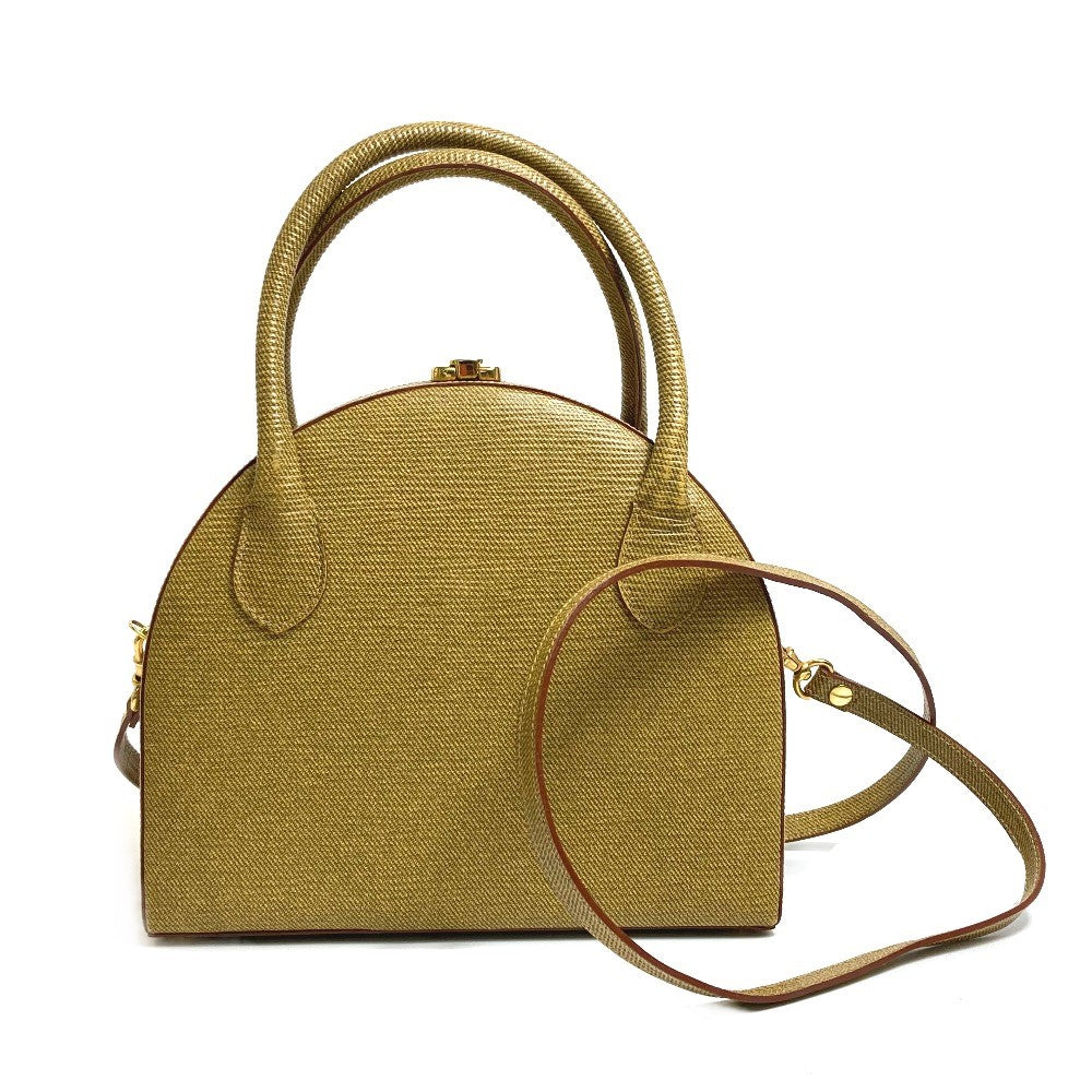 FENDI semicircular 2-way shoulder bag/handbag in beige leather for women
