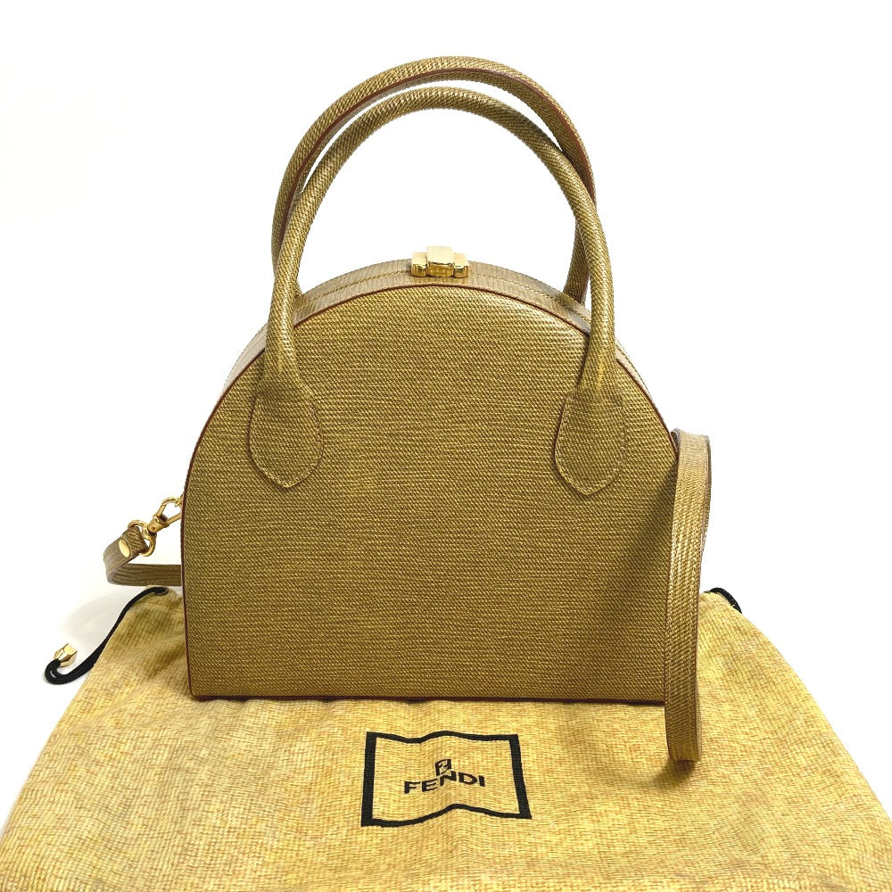 FENDI semicircular 2-way shoulder bag/handbag in beige leather for women