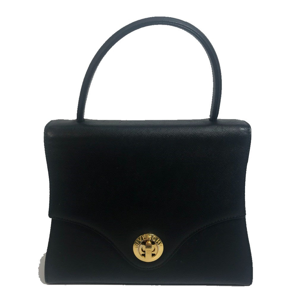GIVENCHY Vintage Shoulder Bag, 2-Way Handbag, Leather, Unisex, Black