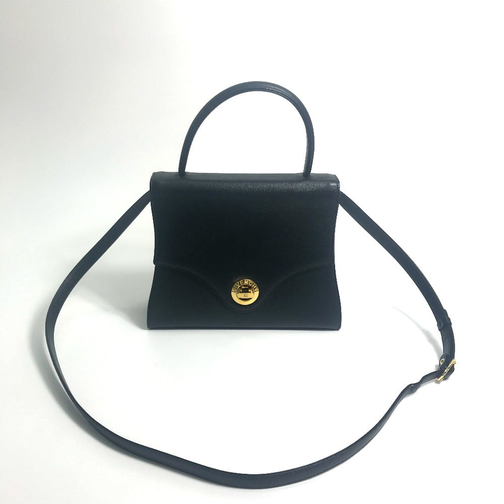 GIVENCHY Vintage Shoulder Bag, 2-Way Handbag, Leather, Unisex, Black
