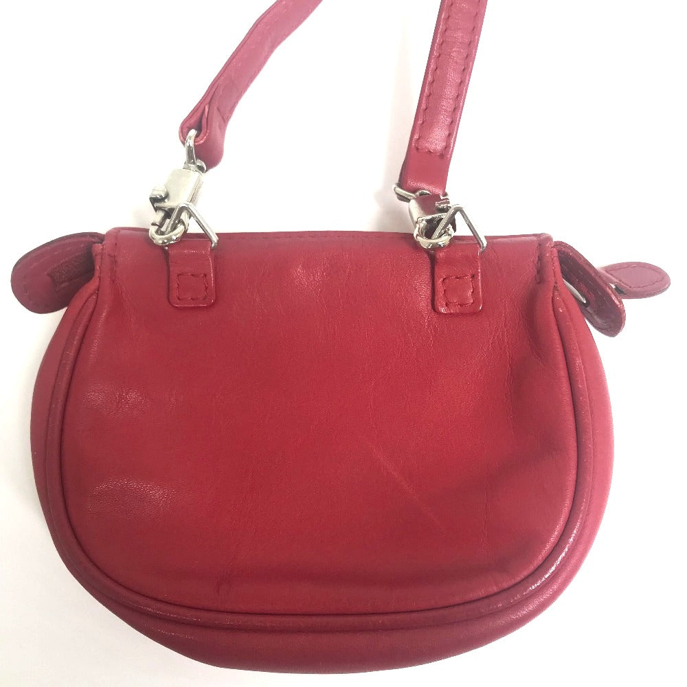 Christian Dior CD金具 ミニポシェット カバン 斜め掛け ショルダーバッグ レザー レディース レッド