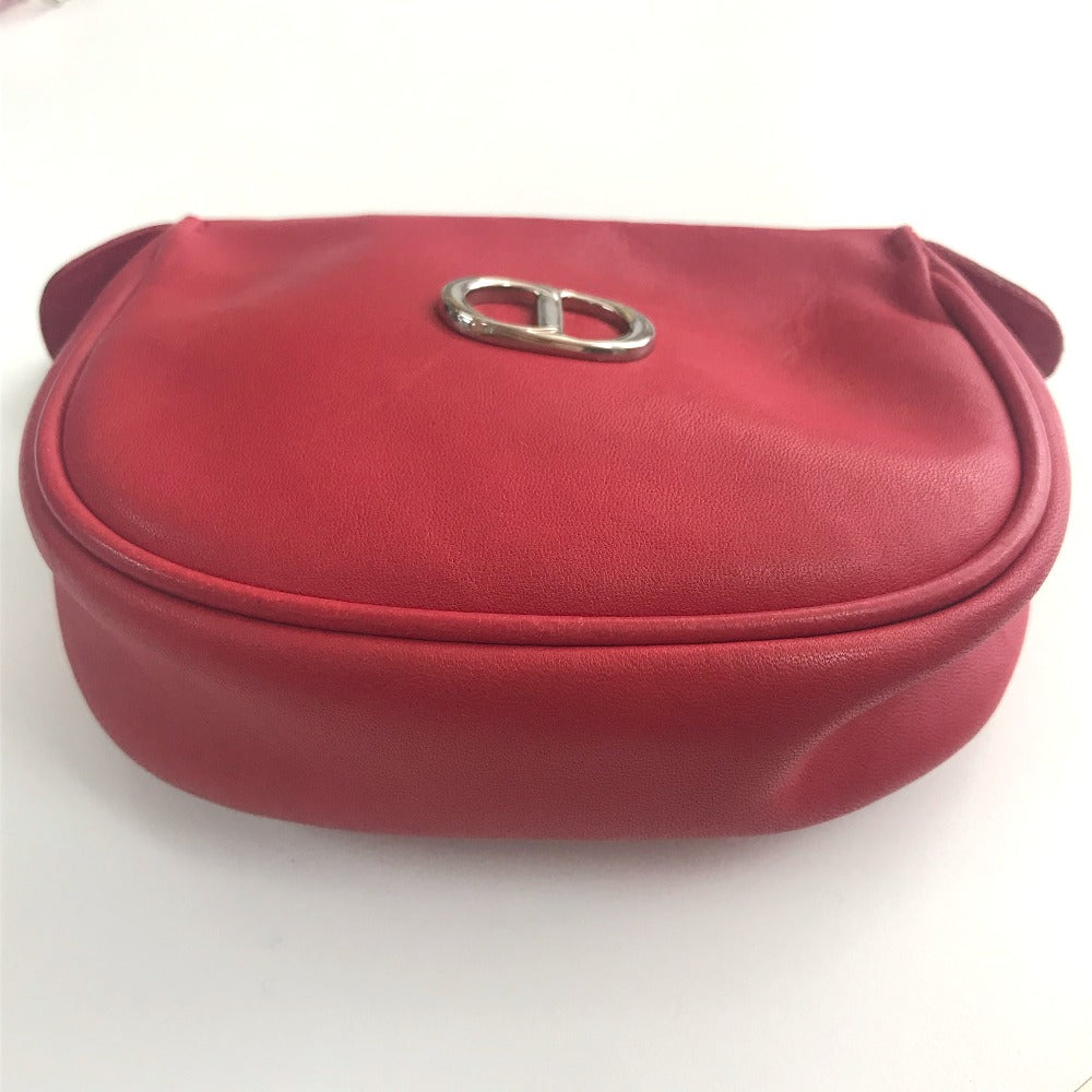Christian Dior CD金具 ミニポシェット カバン 斜め掛け ショルダーバッグ レザー レディース レッド