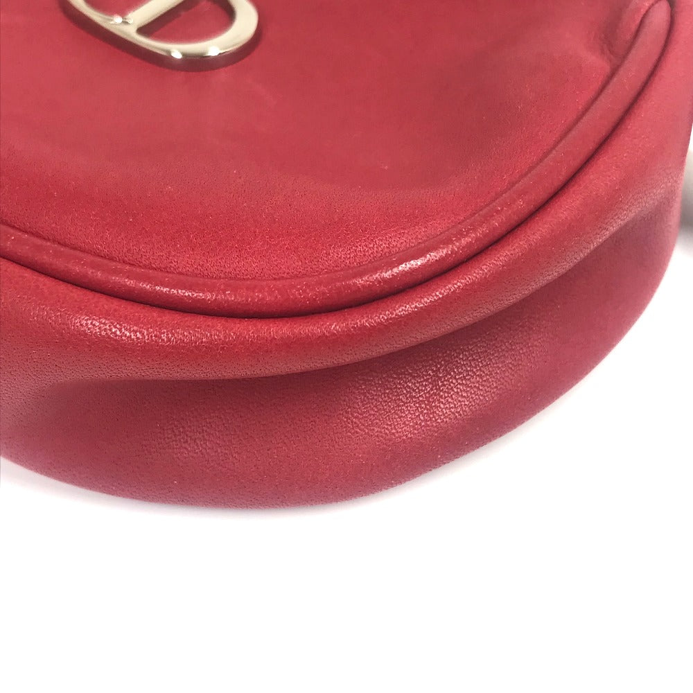 Christian Dior CD金具 ミニポシェット カバン 斜め掛け ショルダーバッグ レザー レディース レッド