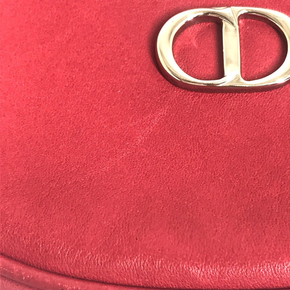 Christian Dior CD金具 ミニポシェット カバン 斜め掛け ショルダーバッグ レザー レディース レッド