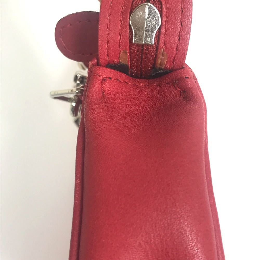 Christian Dior CD金具 ミニポシェット カバン 斜め掛け ショルダーバッグ レザー レディース レッド