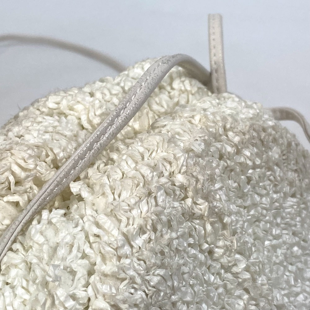 BOTTEGA VENETA 585852 がま口 ミニ ザ ポーチ カバン 斜め掛け ポシェット ショルダーバッグ ナイロン/レザー レディース ホワイト