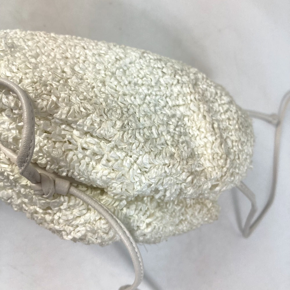 BOTTEGA VENETA 585852 がま口 ミニ ザ ポーチ カバン 斜め掛け ポシェット ショルダーバッグ ナイロン/レザー レディース ホワイト