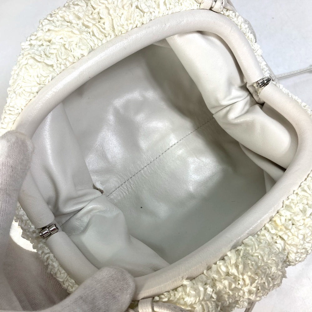 BOTTEGA VENETA 585852 がま口 ミニ ザ ポーチ カバン 斜め掛け ポシェット ショルダーバッグ ナイロン/レザー レディース ホワイト