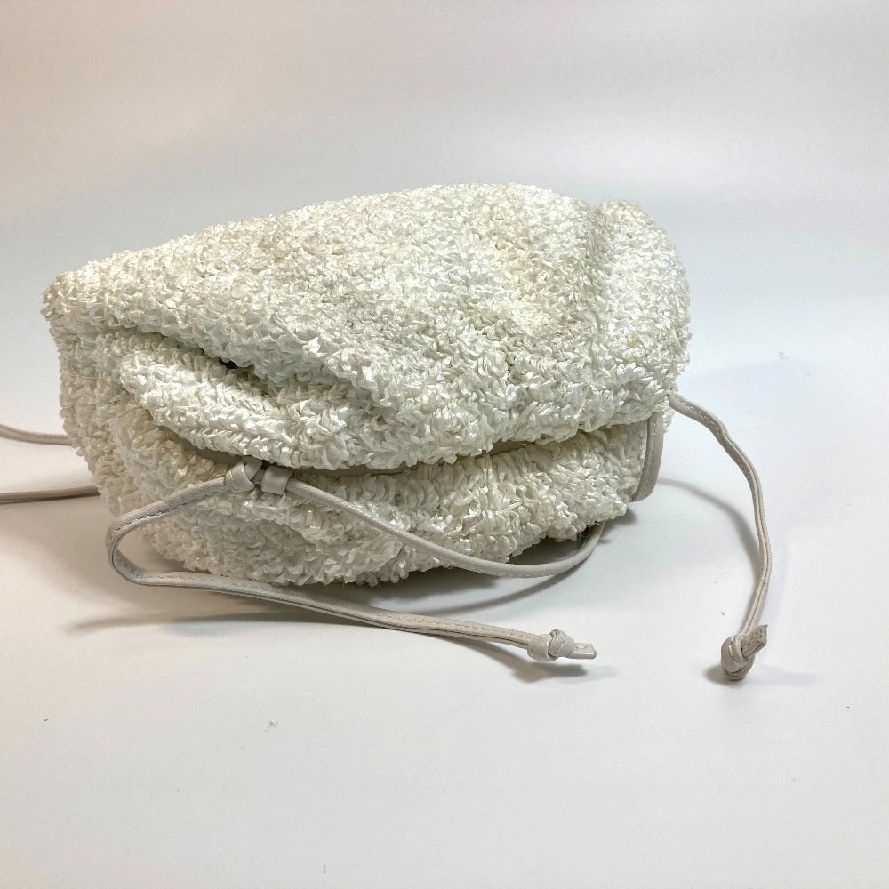 BOTTEGA VENETA 585852 がま口 ミニ ザ ポーチ カバン 斜め掛け ポシェット ショルダーバッグ ナイロン/レザー レディース ホワイト