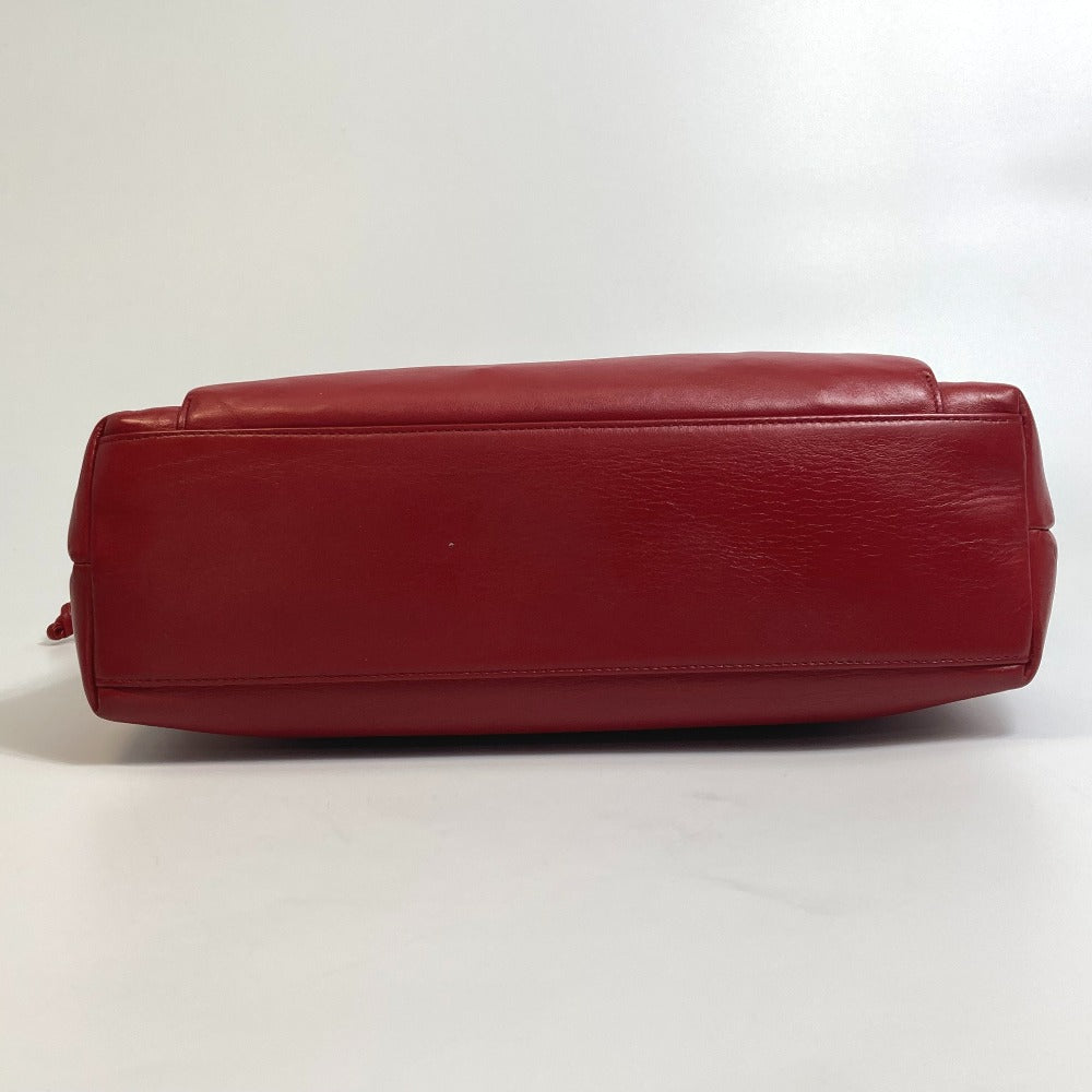 CHANEL CCココマーク ターンロック アウトサイドフラップ カバン 肩掛け トート チェーン Wチェーン ショルダーバッグ ラムスキン レディース レッド