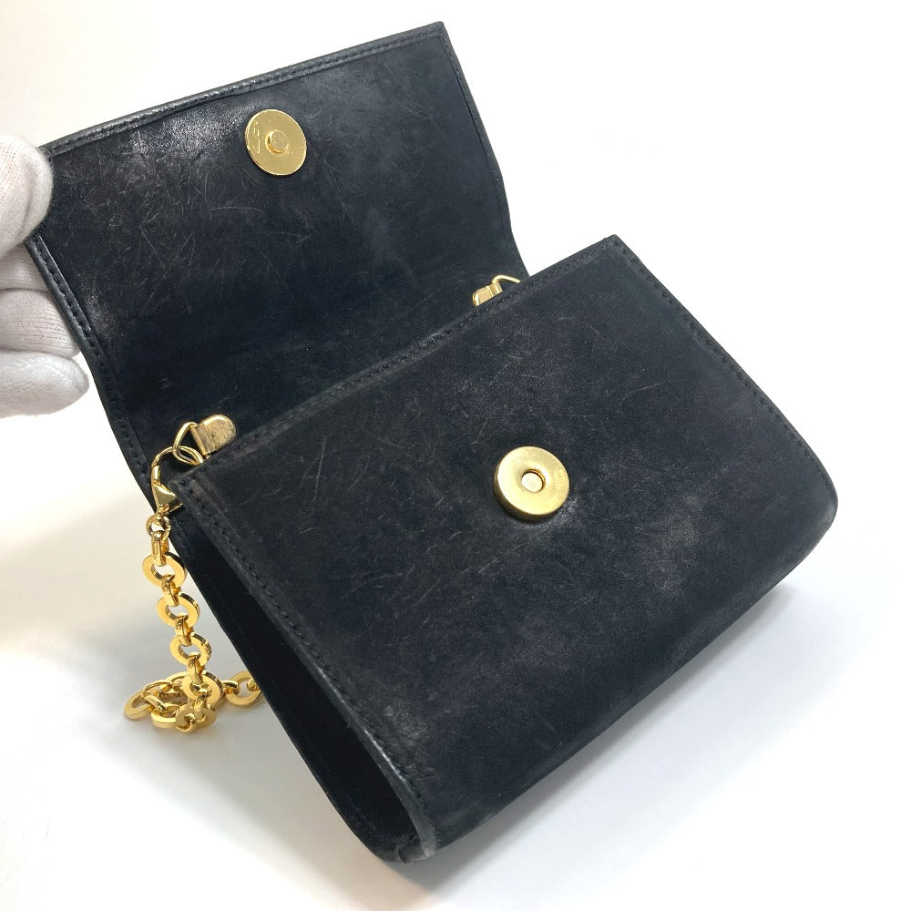 Salvatore Ferragamo AQ213202 ヴァラ リボン カバン ミニ ポシェット ショルダーバッグ スエード レディース ブラック