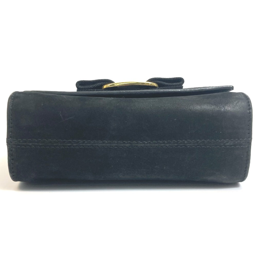 Salvatore Ferragamo AQ213202 ヴァラ リボン カバン ミニ ポシェット ショルダーバッグ スエード レディース ブラック