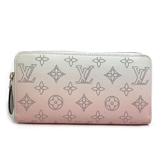 LOUIS VUITTON M80490 Monogram Mahina Gradient Zippy Wallet, Round Zipper Long Wallet, Monogram Mahina Leather, Women's, Pink and White