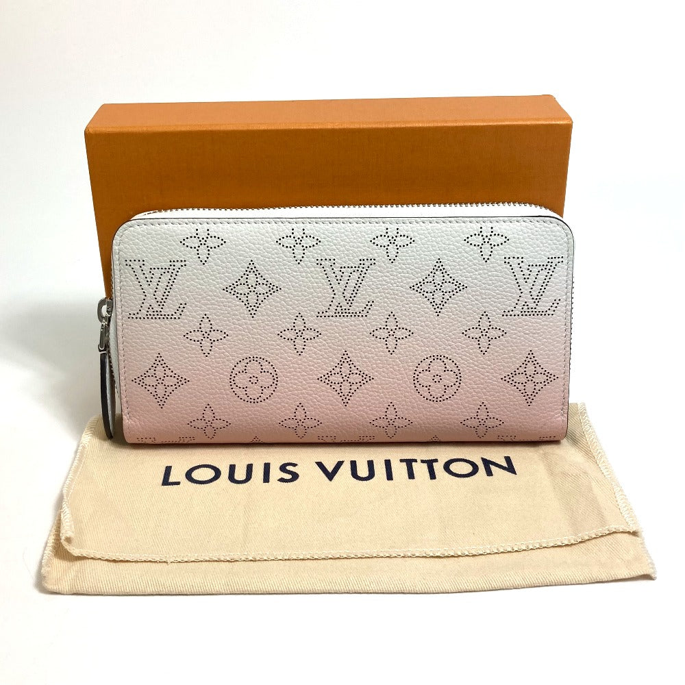 LOUIS VUITTON M80490 Monogram Mahina Gradient Zippy Wallet, Round Zipper Long Wallet, Monogram Mahina Leather, Women's, Pink and White