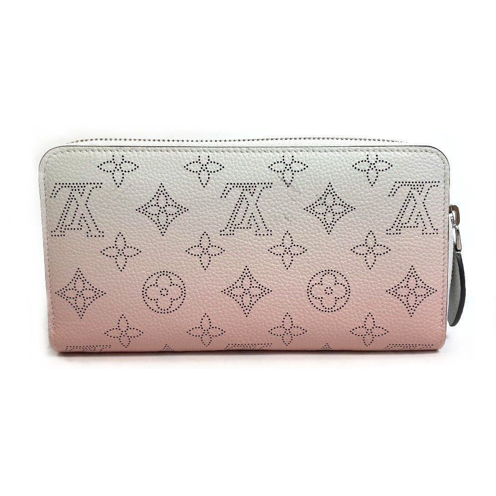 LOUIS VUITTON M80490 Monogram Mahina Gradient Zippy Wallet, Round Zipper Long Wallet, Monogram Mahina Leather, Women's, Pink and White