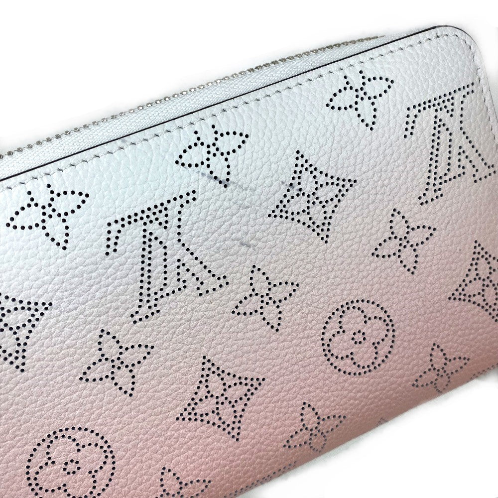 LOUIS VUITTON M80490 Monogram Mahina Gradient Zippy Wallet, Round Zipper Long Wallet, Monogram Mahina Leather, Women's, Pink and White