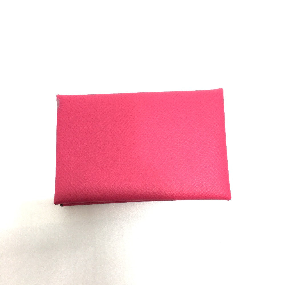HERMES Calvi Bifold Card Case, Coin Case, Small Card Case, Epsom Leather, Women's, Rose Tyrien (Approximately Pink)