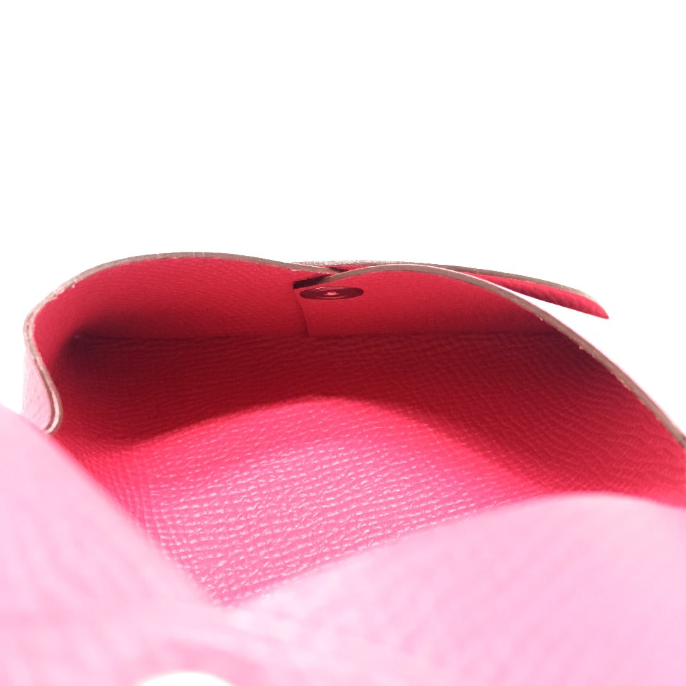 HERMES Calvi Bifold Card Case, Coin Case, Small Card Case, Epsom Leather, Women's, Rose Tyrien (Approximately Pink)