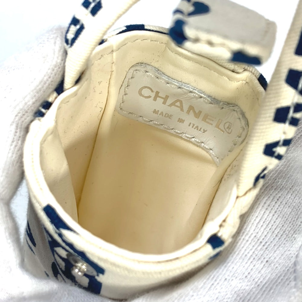 CHANEL バイシー CCココマーク クリアチェーン カバン 肩掛け トートバッグ キャンバス レディース ホワイト×ネイビー