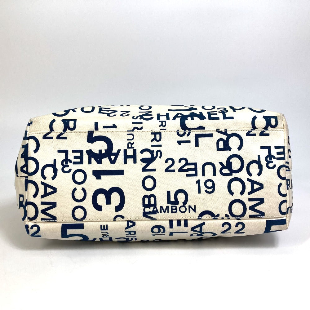 CHANEL バイシー CCココマーク クリアチェーン カバン 肩掛け トートバッグ キャンバス レディース ホワイト×ネイビー