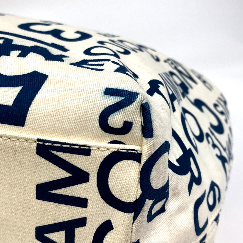 CHANEL バイシー CCココマーク クリアチェーン カバン 肩掛け トートバッグ キャンバス レディース ホワイト×ネイビー