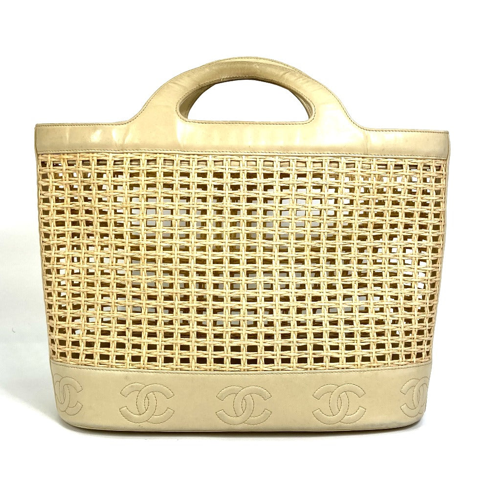 CHANEL CC ココマーク 籠 カゴ バッグ カバン インナーポーチ ハンドバッグ ストロー/レザー レディース ベージュ - brandshop-reference