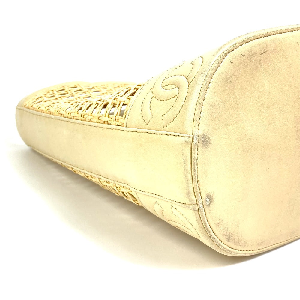 CHANEL CC ココマーク 籠 カゴ バッグ カバン インナーポーチ ハンドバッグ ストロー/レザー レディース ベージュ - brandshop-reference