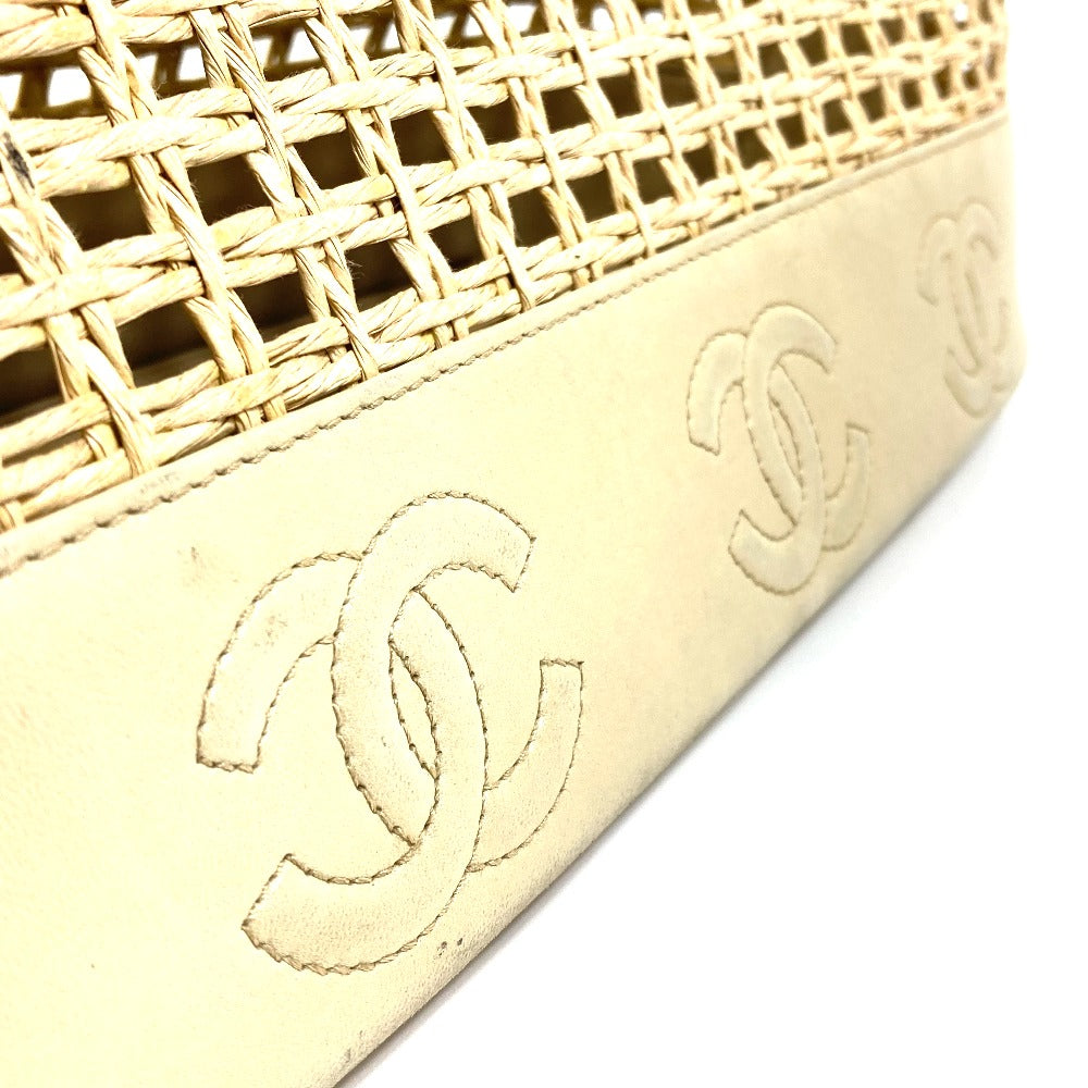 CHANEL CC ココマーク 籠 カゴ バッグ カバン インナーポーチ ハンドバッグ ストロー/レザー レディース ベージュ - brandshop-reference