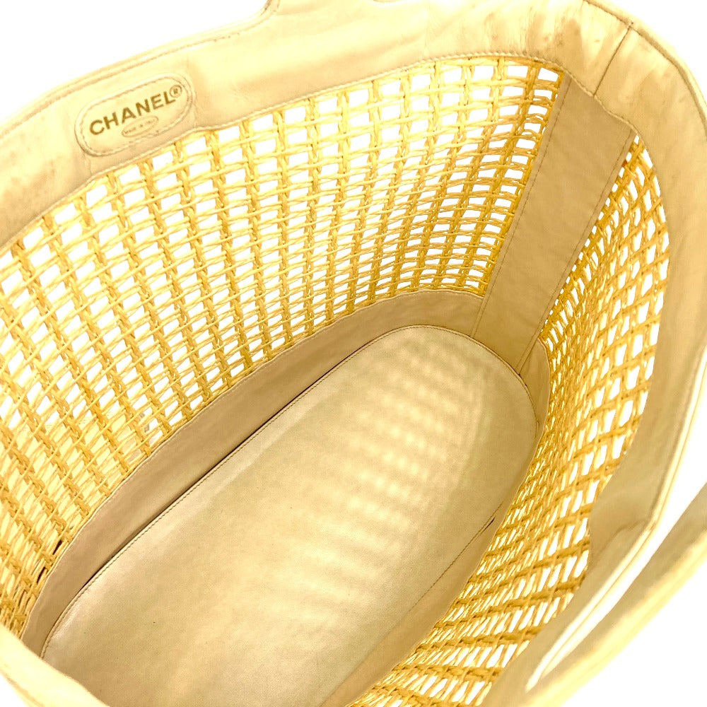 CHANEL CC ココマーク 籠 カゴ バッグ カバン インナーポーチ ハンドバッグ ストロー/レザー レディース ベージュ - brandshop-reference