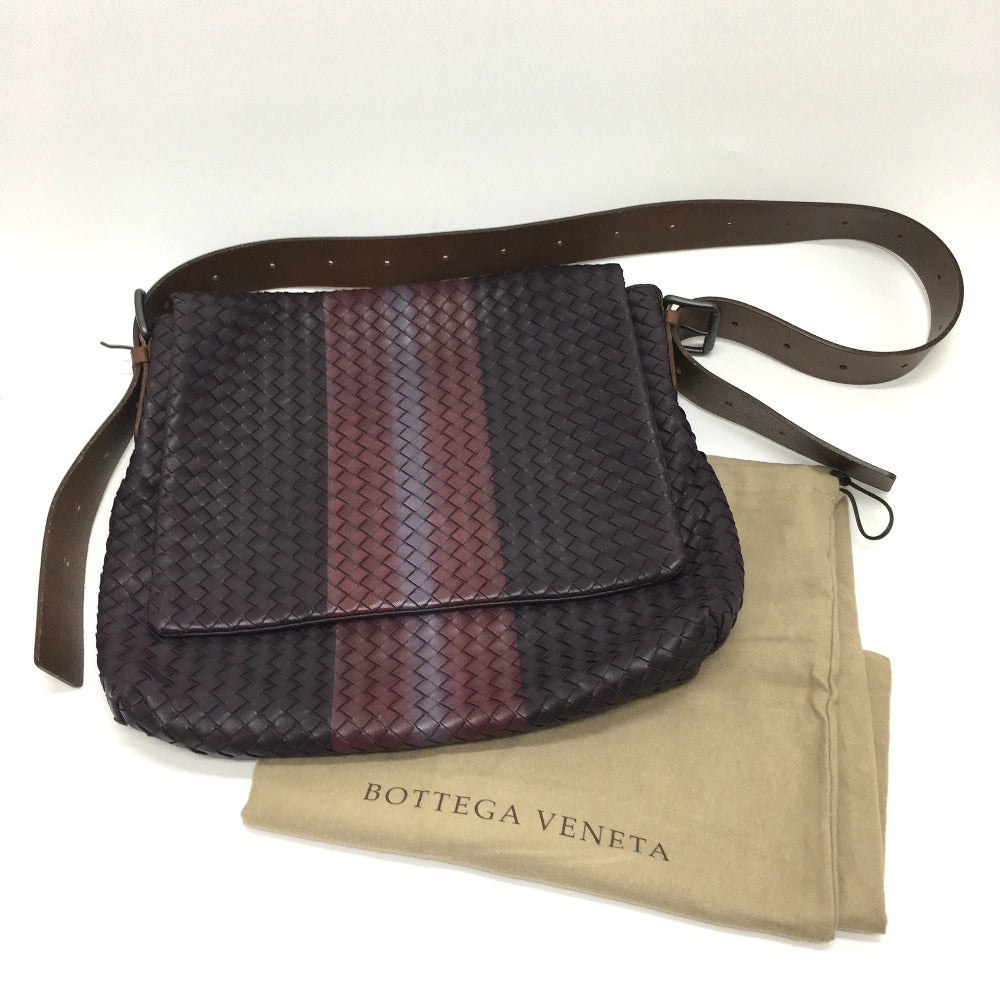 BOTTEGA VENETA 161314 Intrecciato Leather Messenger Bag, Shoulder/Crossbody Bag, Men's, Brown
