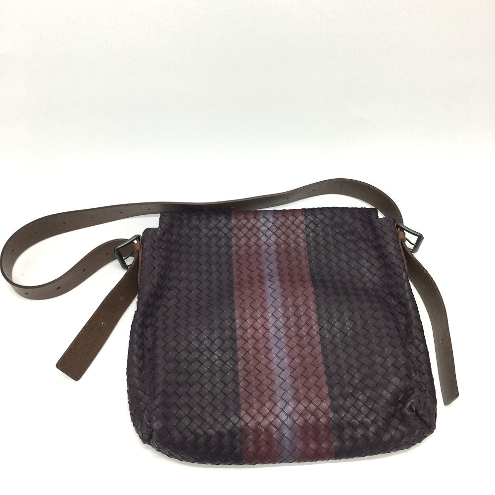 BOTTEGA VENETA 161314 Intrecciato Leather Messenger Bag, Shoulder/Crossbody Bag, Men's, Brown