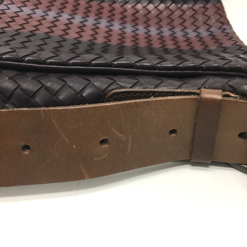BOTTEGA VENETA 161314 Intrecciato Leather Messenger Bag, Shoulder/Crossbody Bag, Men's, Brown