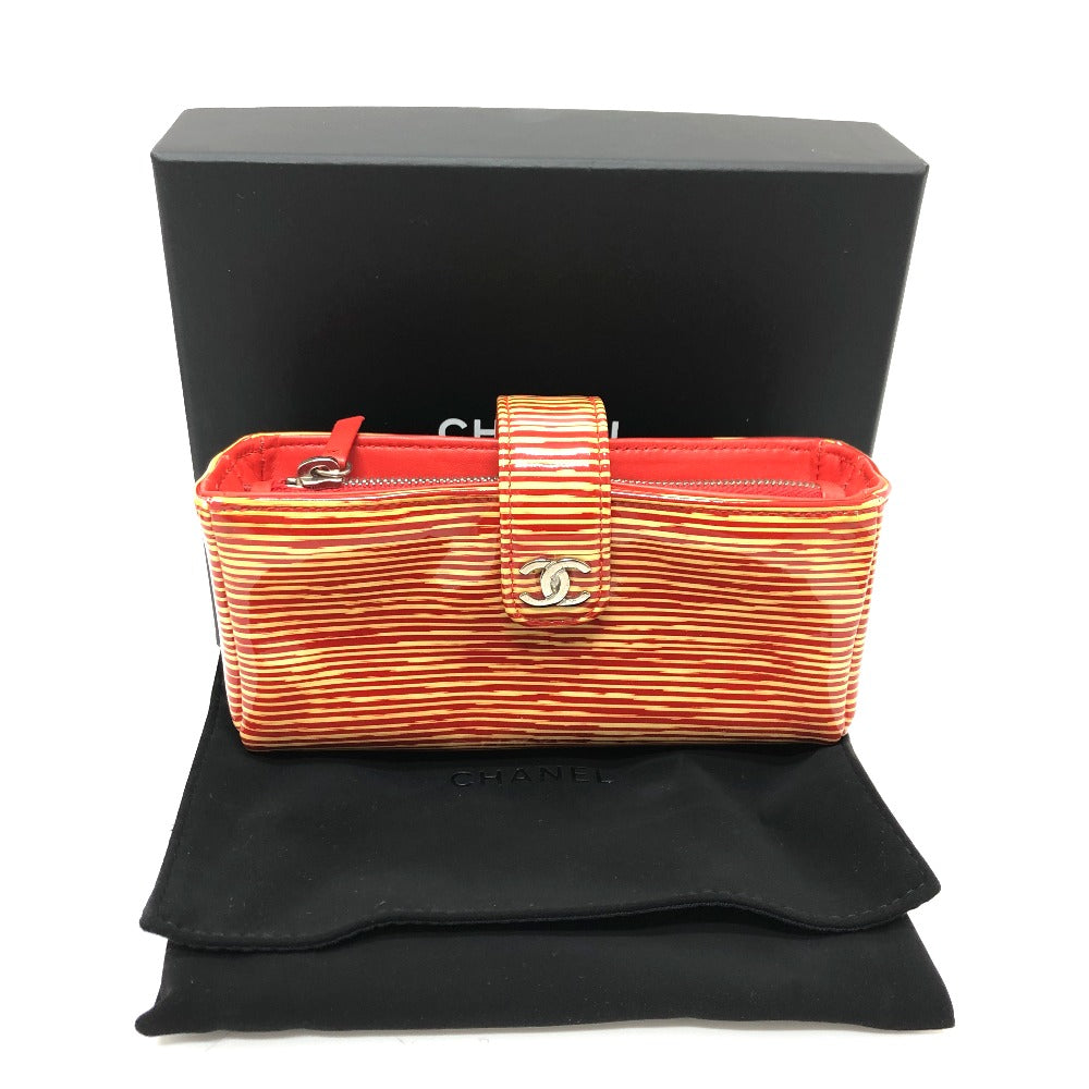 CHANEL CC ココマーク ボーダー ポーチ パテントレザー レディース - brandshop-reference