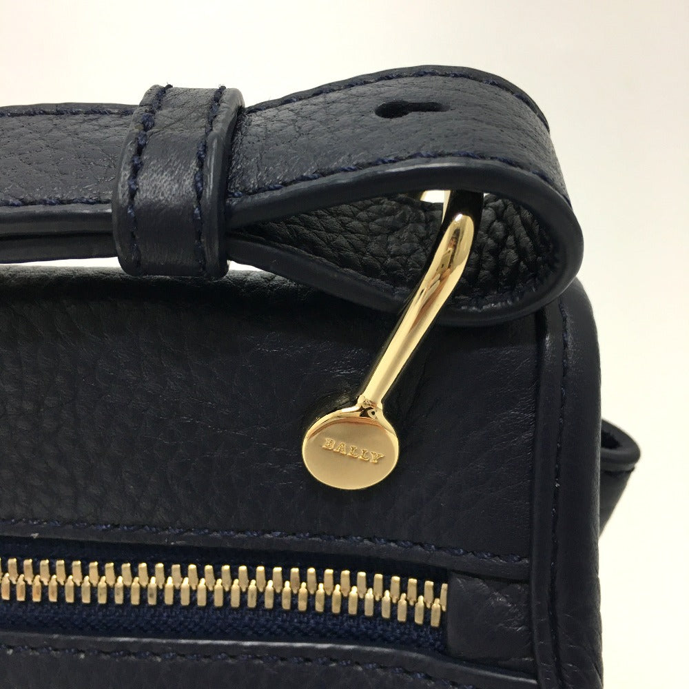 BALLY logo bag, 2-way shoulder bag, leather, women's, navy