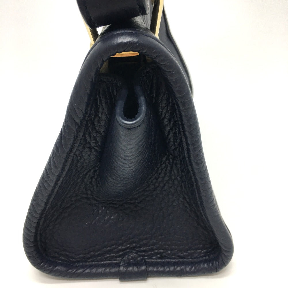 BALLY logo bag, 2-way shoulder bag, leather, women's, navy