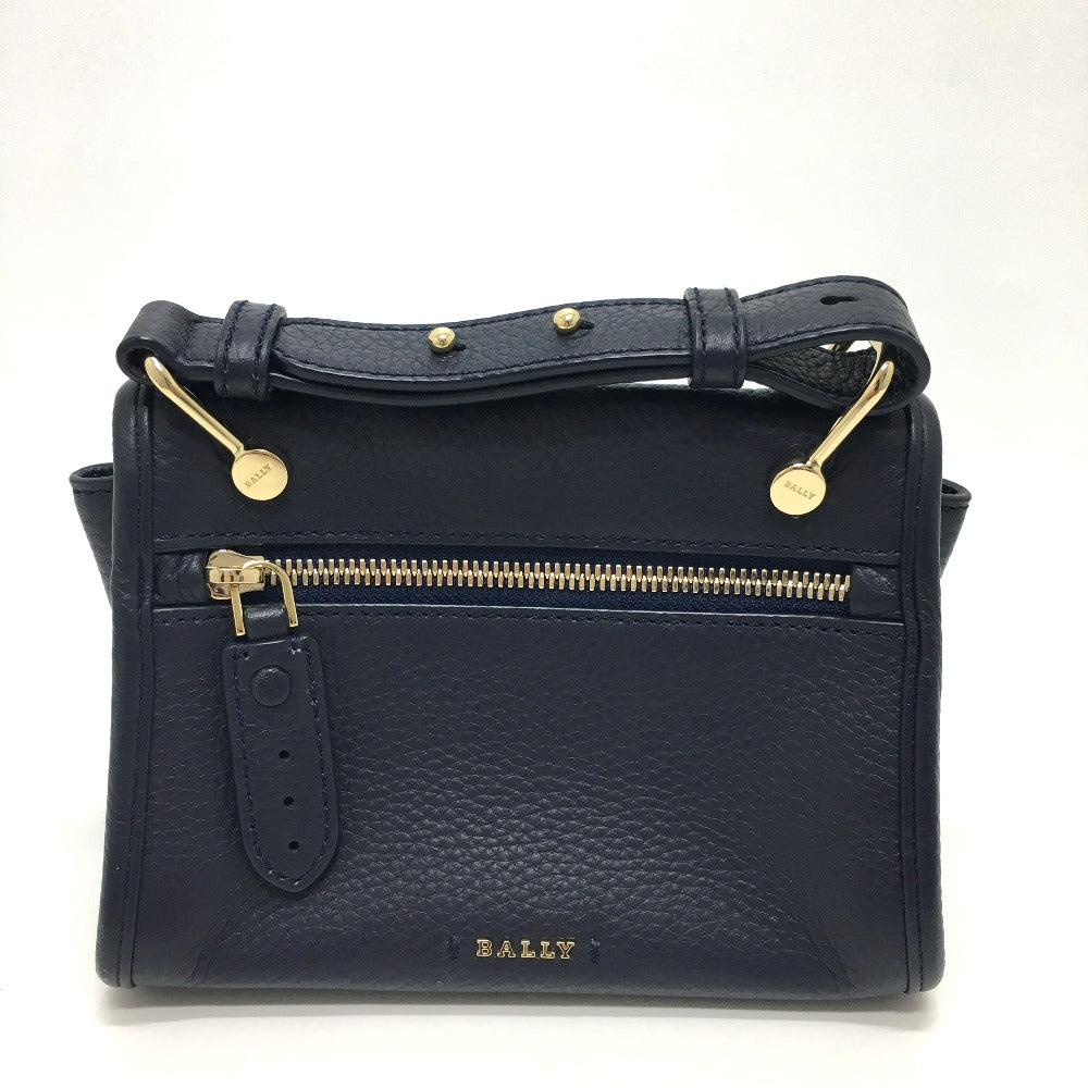 BALLY logo bag, 2-way shoulder bag, leather, women's, navy