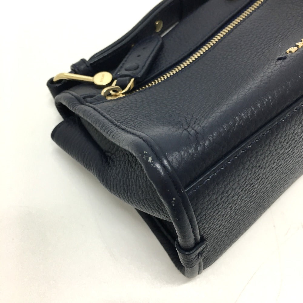 BALLY logo bag, 2-way shoulder bag, leather, women's, navy
