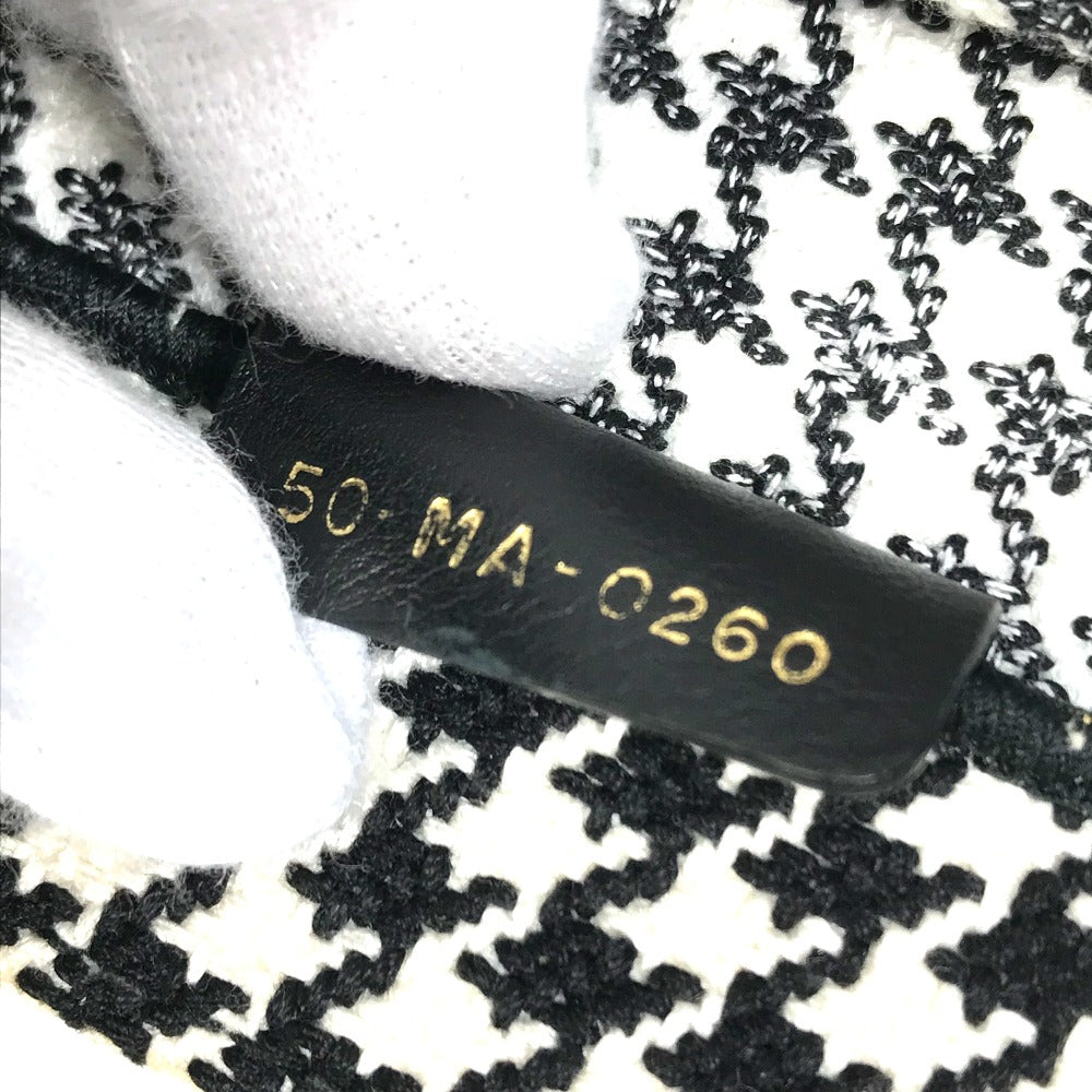 Dior 千鳥格子 ショルダーバッグ 肩掛け ハウンドトゥース エンブロイダリー カバン ブックトート トートバッグ キャンバス レディース ホワイト/ブラック