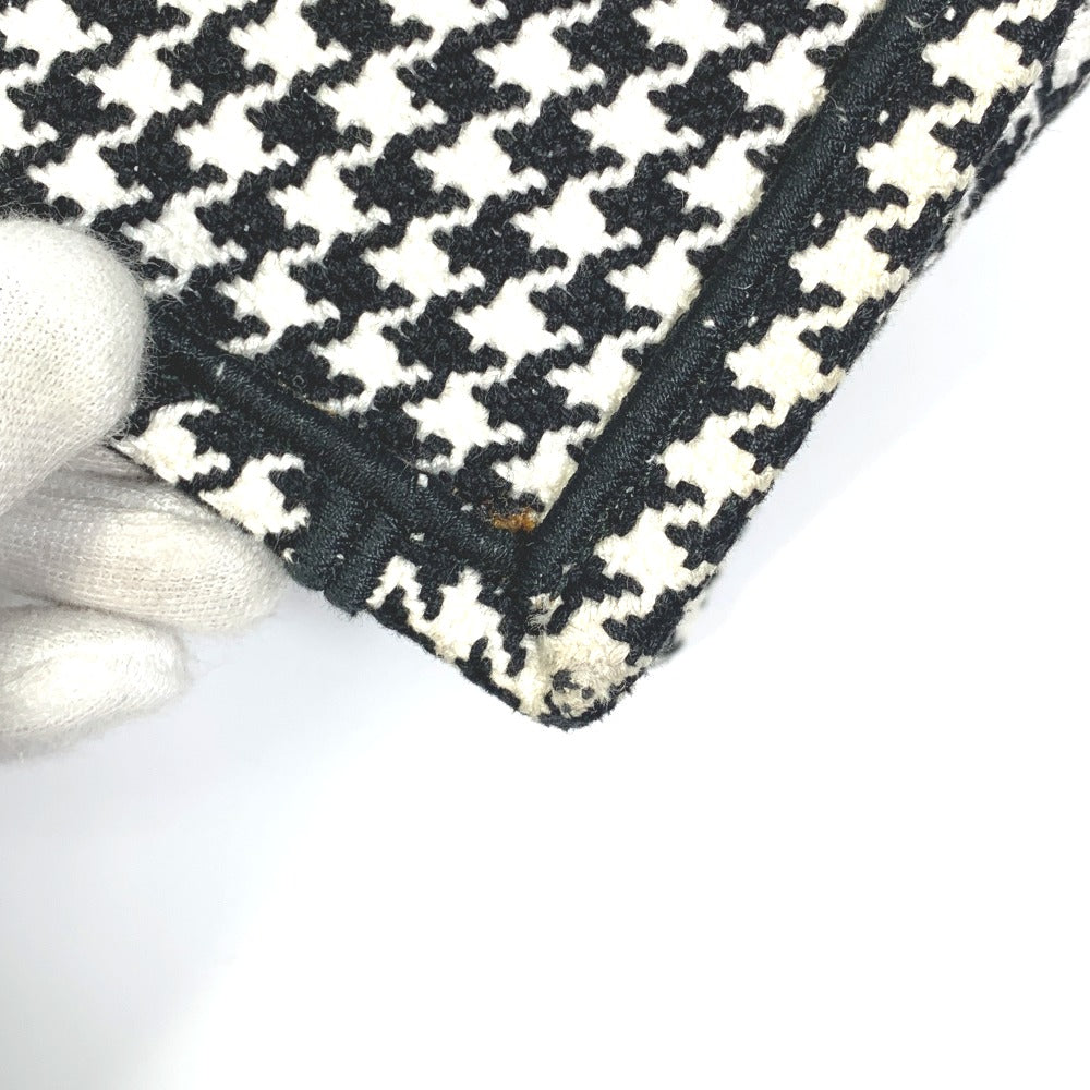 Dior 千鳥格子 ショルダーバッグ 肩掛け ハウンドトゥース エンブロイダリー カバン ブックトート トートバッグ キャンバス レディース ホワイト/ブラック
