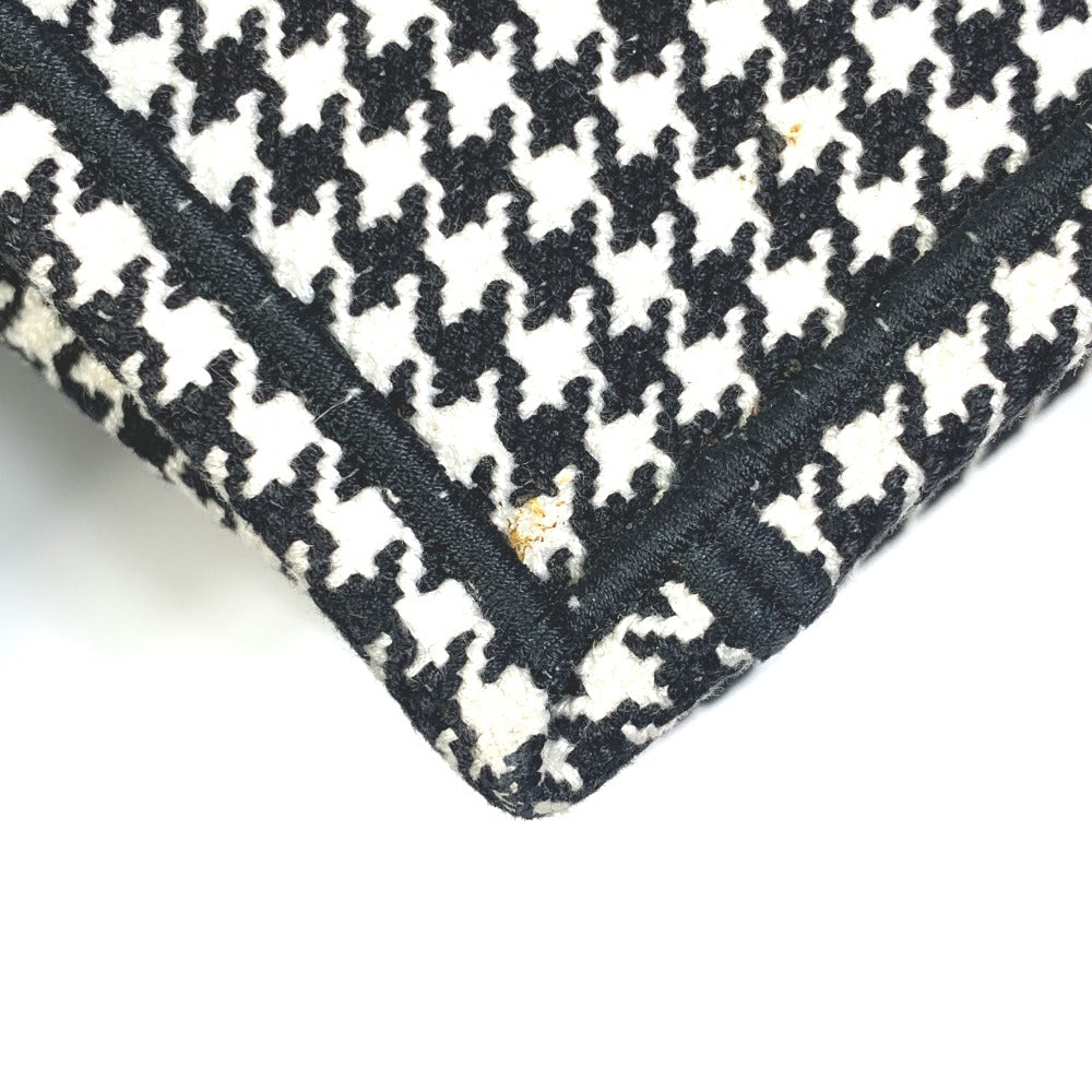 Dior 千鳥格子 ショルダーバッグ 肩掛け ハウンドトゥース エンブロイダリー カバン ブックトート トートバッグ キャンバス レディース ホワイト/ブラック