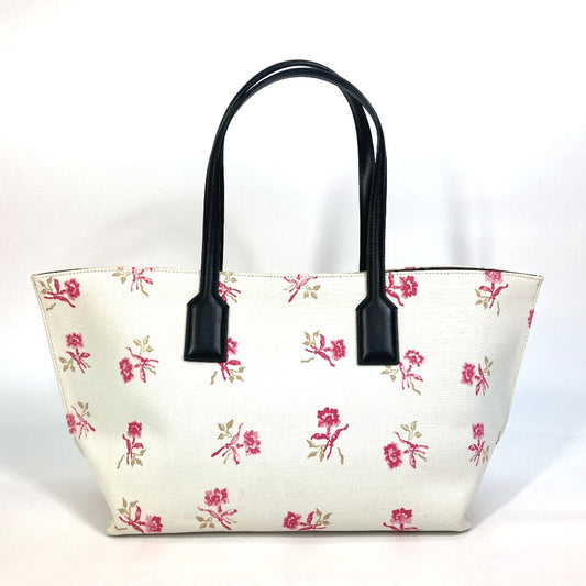 LOEWE 花柄 フラワー ショルダーバッグ カバン 肩掛け トートバッグ キャンバス/レザー レディース ホワイト