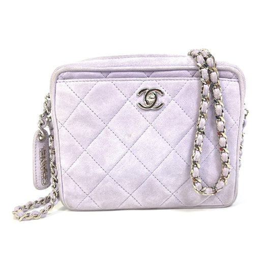 CHANEL CC ココマーク 斜め掛け ミニマトラッセ カバン チェーンバッグ ショルダーバッグ スエード レディース パープル