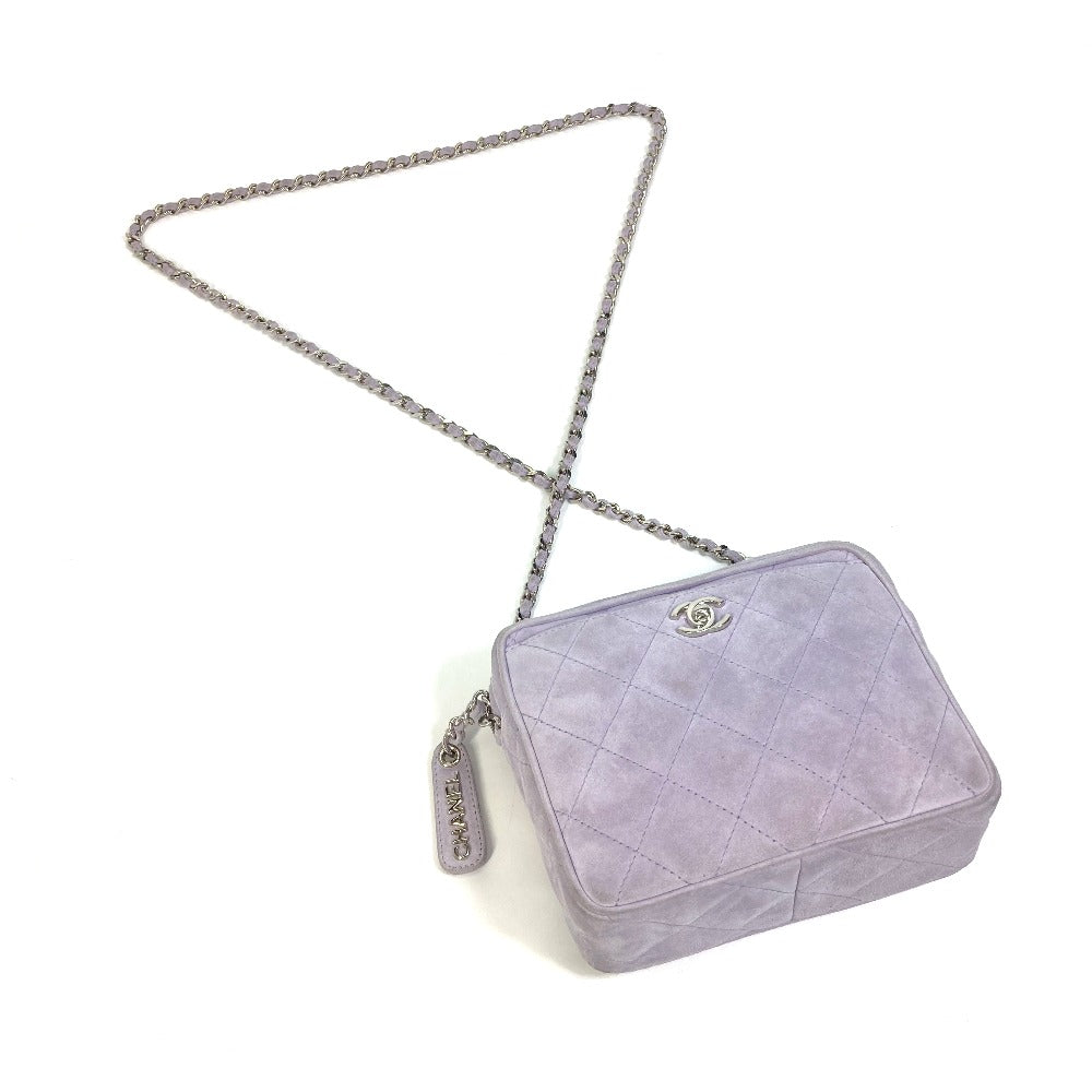 CHANEL CC Coco Mark Mini Matelasse Crossbody Chain Shoulder Bag Suede Women's Purple
