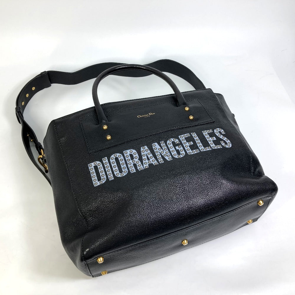 Christian Dior DIORANGELS ショルダーバッグ 肩掛け  カバン ロゴ スタッズ トートバッグ レザー ユニセックス ブラック - brandshop-reference